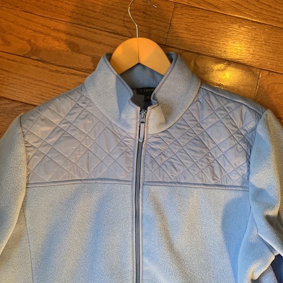 Talbots Fleece Quilted Zip Front Powder Blue Jacket with Nylon Quilting Detail - Picture 6 of 11